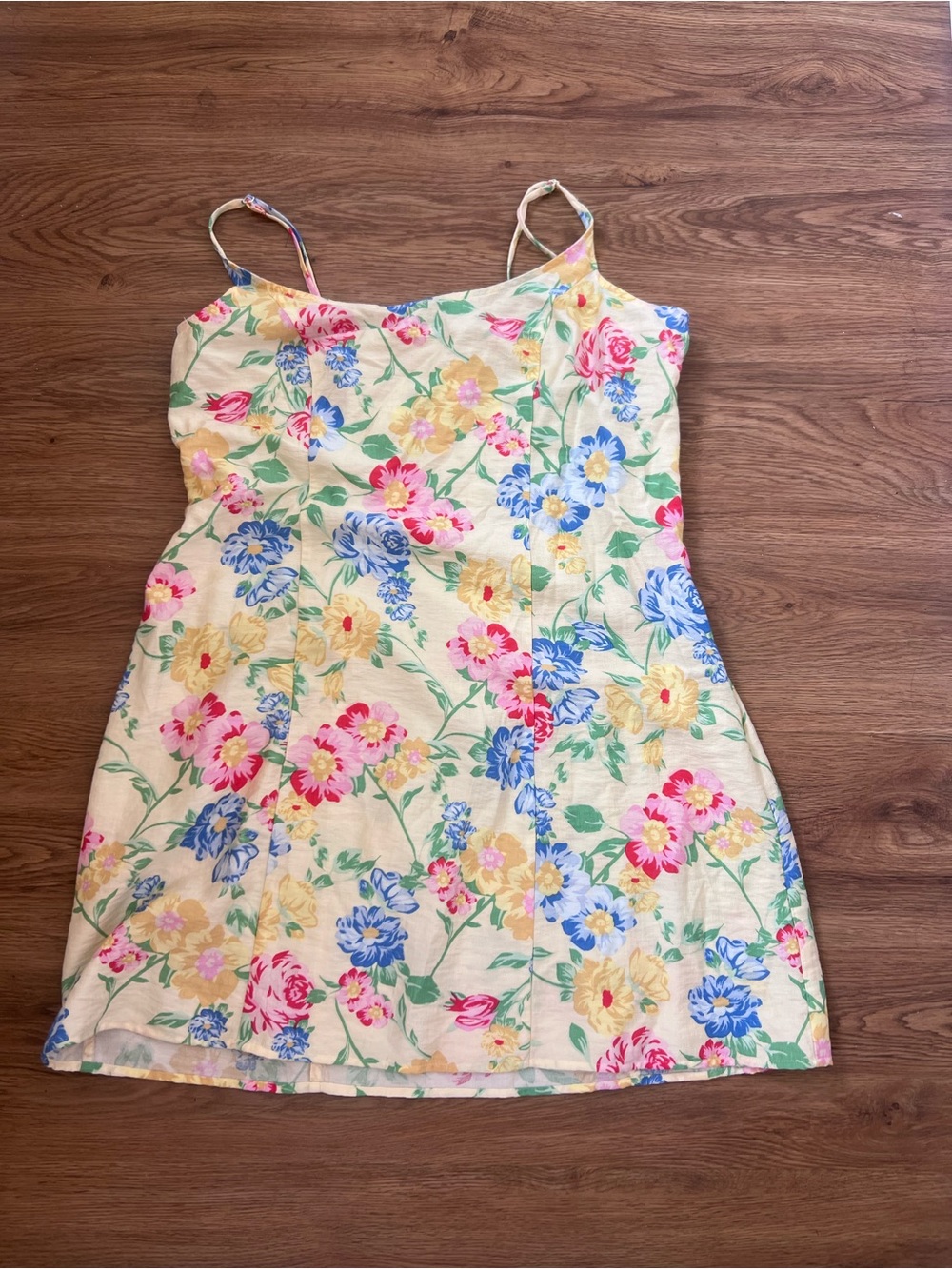 a new day Cream Floral Mini Dress with Pink, Blue & Yellow Blooms